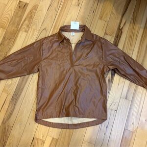 Brown Faux Leather Pullover Top-NWT